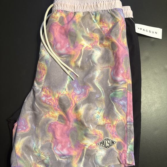 NWT PacSun Size Medium Swim Shorts Tie Dye Drawstring Waist - Picture 2 of 4